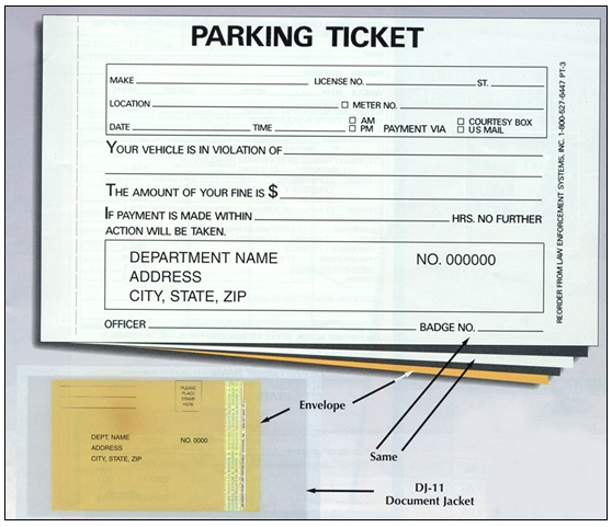 Parking Ticket w/Envelope (3-part carbonless)