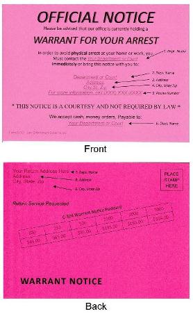 Warrant Notice Postcard