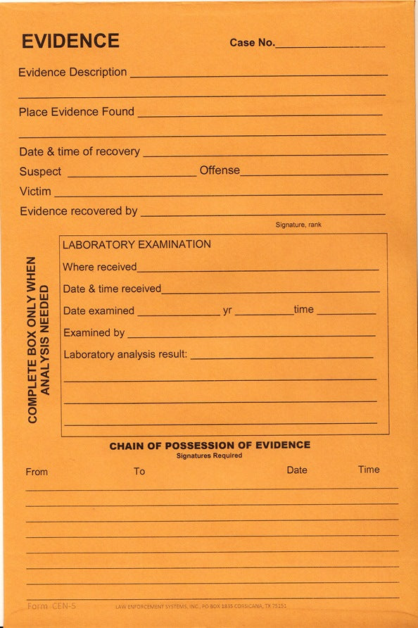 Evidence Envelope with Flap 6x9