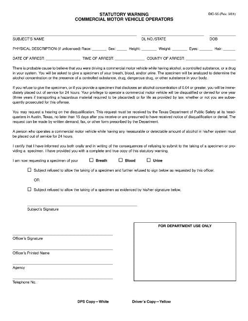 DIC-55 Statutory Warning (Commercial)