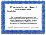Commendation Award Certificate