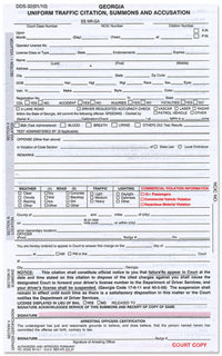 Georgia Uniform Traffic Citation