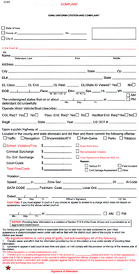 Iowa Uniform Citation & Complaint