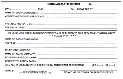 Burglar Alarm Report