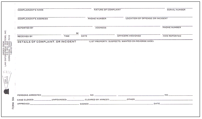 Complaint/Incident Report (single)