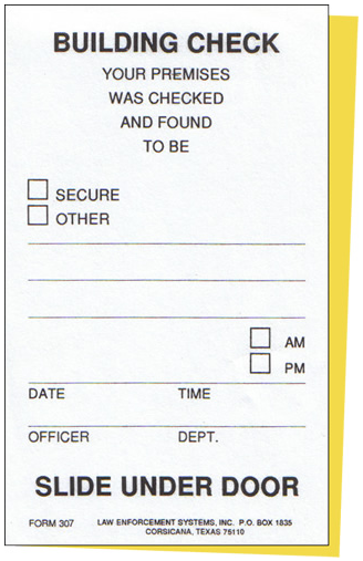 Building Check Card (2-part carbonless)