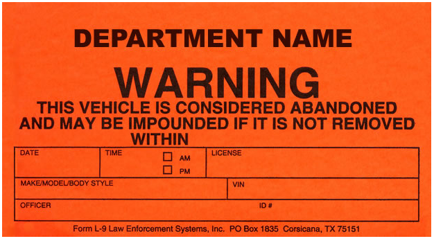 Abandoned Vehicle Peel & Stick Label