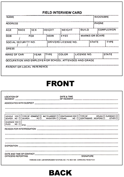 Field Interview Card