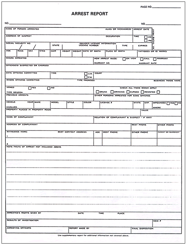 Arrest Report (single)