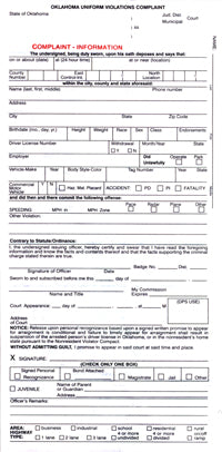 Oklahoma Uniform Violations Complaint