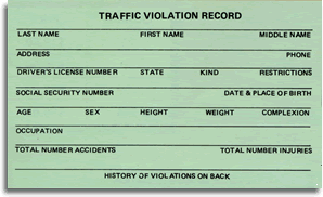 Traffic Violation Card