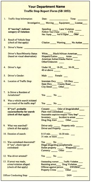 Racial Profiling Traffic Stop Report